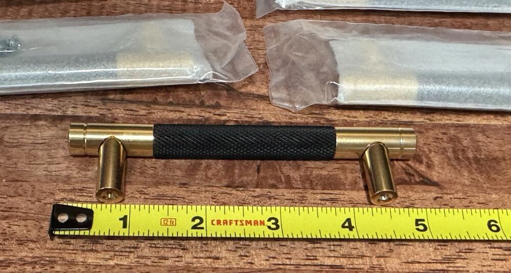 6 Pack Gold And Black Knurled Cabinet Pulls